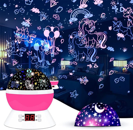 Unicorn Projector Night Light Lamps for Girls boys bedroom Toys for Age 6-8, Unicorns Night Lights with Timer birthday Children's Day Gifts for Kids Light Projector for Room Decor