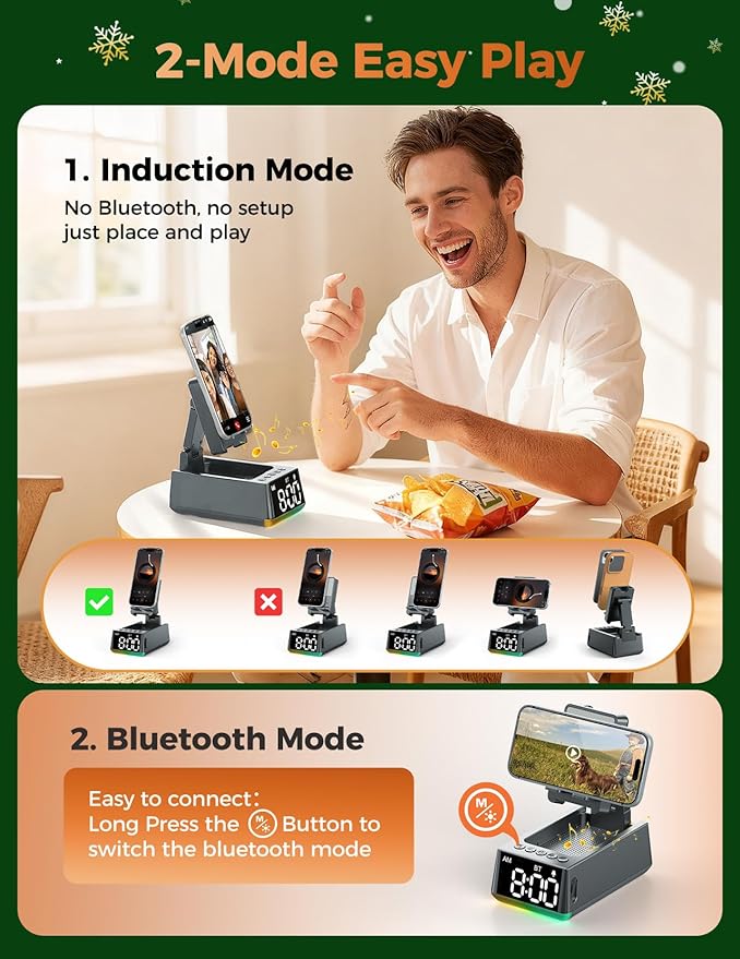 White Elephant Gifts for Adults Useful:Birthday Gift for Men Women Christmas Ideas Induction Speaker Bluetooth HD Sound,Kitchen Gadgets Anniversary Dad Mom Husband Wife Teen Stocking Stuffers (Gray)