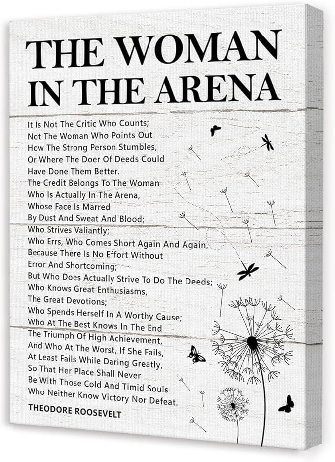 Gwisml The Woman In The Arena Wall Decor,Inspirational Quotes Canvas Frame Paintings For Home Office Wall Art Workplace Decor