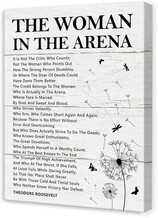 Gwisml The Woman In The Arena Wall Decor,Inspirational Quotes Canvas Frame Paintings For Home Office Wall Art Workplace Decor