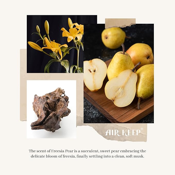 Airkeep Reed Diffuser Set,3.38 fl oz (100 ml) - Freesia Pear Oil Diffusers with 8 Reed Sticks, Home Fragrance Reed Diffuser for Bathroom Shelf Decor