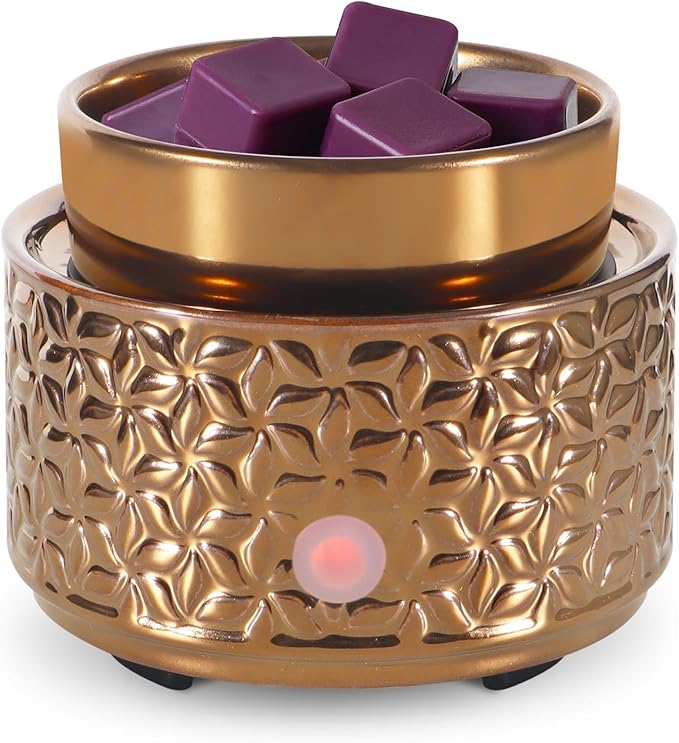 Electric Wax Melt Warmer 4-in-1 Candle Warmer for Scented Wax Melter Cute Ceramic Fragrance Wax Burner for Home Office Bedroom Deco Gift for Women Gold