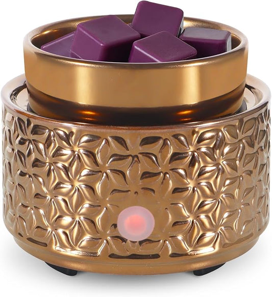 Electric Wax Melt Warmer 4-in-1 Candle Warmer for Scented Wax Melter Cute Ceramic Fragrance Wax Burner for Home Office Bedroom Deco Gift for Women Gold