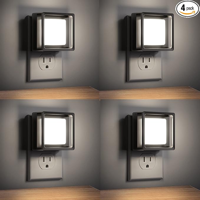 DORESshop LED Night Light, Plug-in [4 Pack], Dusk to Dawn Sensor, Night Lights Plug into Wall for Bedroom, Bathroom, Toilet, Stairs, Kitchen, Hallway, Kids,Adults, Nightlight, Daylight White 5000K…
