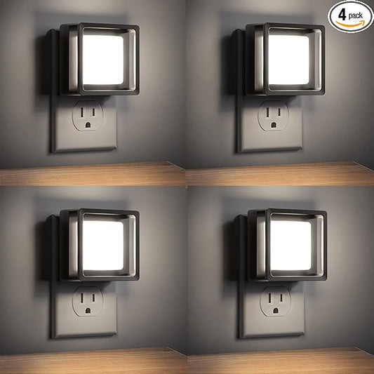 DORESshop LED Night Light, Plug-in [4 Pack], Dusk to Dawn Sensor, Night Lights Plug into Wall for Bedroom, Bathroom, Toilet, Stairs, Kitchen, Hallway, Kids,Adults, Nightlight, Daylight White 5000K…