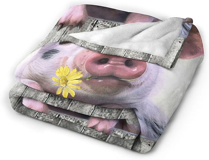 Funny Pig Farm Throw Blanket - Soft, Warm, Cozy Fleece for Couch, Sofa, Bed - 80"x60"