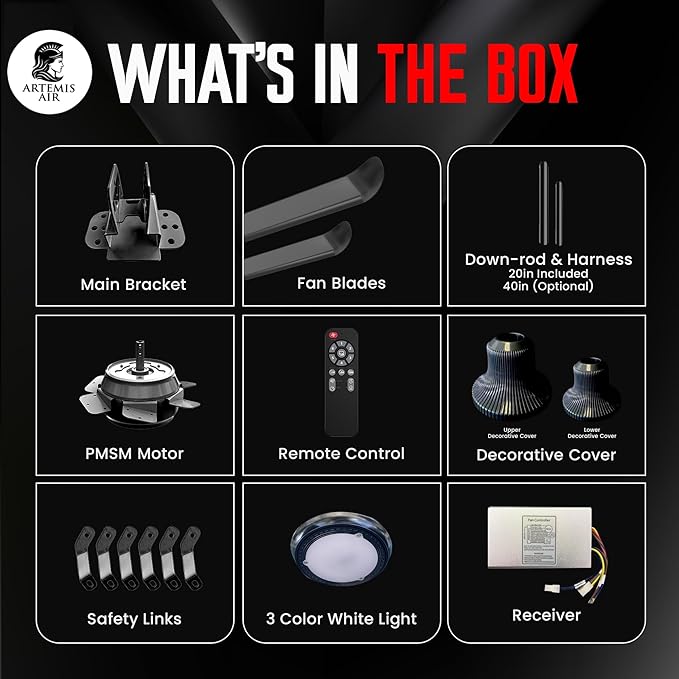 100 Inch Ceiling Fan Indoor/Outdoor 8.3ft HLVS Industrial PMSM Motor - Black Modern Big Ceiling Fan With Remote & Light for Living Room, Patio, Garage (Apollo 100")