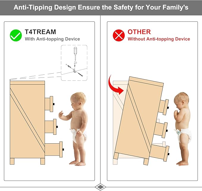T4TREAM Farmhouse 6 Drawers Dresser for Bedroom, Wood Rustic Wide Chest of Drawers, Storage Dressers Organizer for Bedroom, Living Room, Hallway, Light Rustic Oak