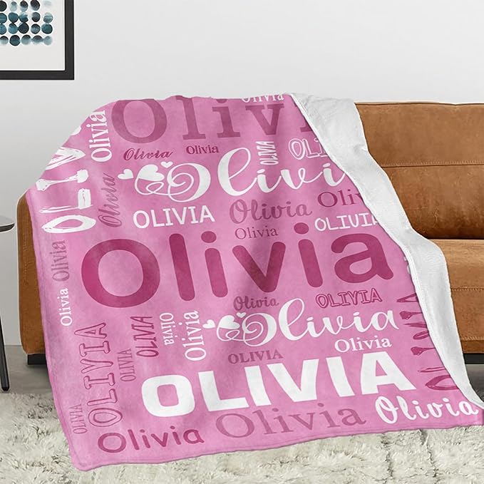 Ships Next Day, Personalized Blanket for Teen Boys Girls, Custom Blanket with Name Customized Flannel Throw Christmas Birthday Blanket Gifts for Kids or Adult