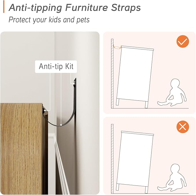 WAMPAT 63" W Large Buffet Sideboard Cabinet with Storages, Modern Buffet Table Coffee Bar Wine Bar Storage Curved Cabinet with 4 Doors for Dining Room, Living Room, Kitchen, Light Walnut