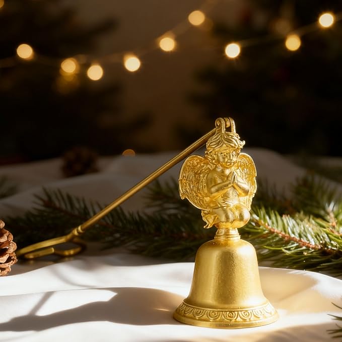 Golden Pray Angel Candle Snuffer, Sweetie Little Courier,Metal Candle Extinguisher with Praying Angel Design, Ideal for Home Daily Use & Gift (8cm x 19cm)