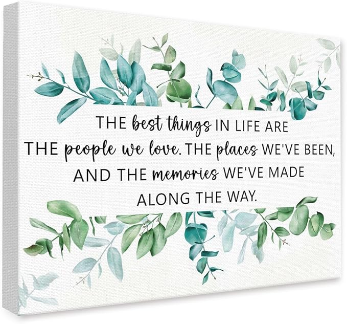 The Best Things In Life Are The People We Love Wall Decor,Inspiratioanl Quotes Sage Canvas Paintings Framed For Office Workplace Wall Art Decor