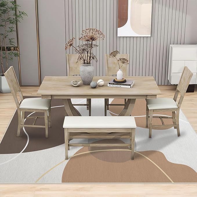 Area Rug 6x9 Entryway Boho Minimalist Brown Modern Abstract Geometric Rugs Machine Washable Soft Rug Carpet Non Slip Area Rug for Entrance Living Room Bedroom Dining Room Office Indoor