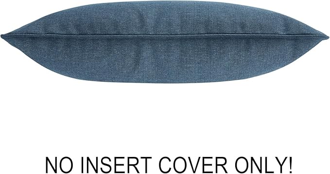 Waterproof Outdoor Lumbar Pillow Covers Set of 2,Home Decor for Garden Patio Furniture,Couch,Sofa 12"x20" Inch Decorative Pillows Cover Only,NO Insert(Denim Blue)