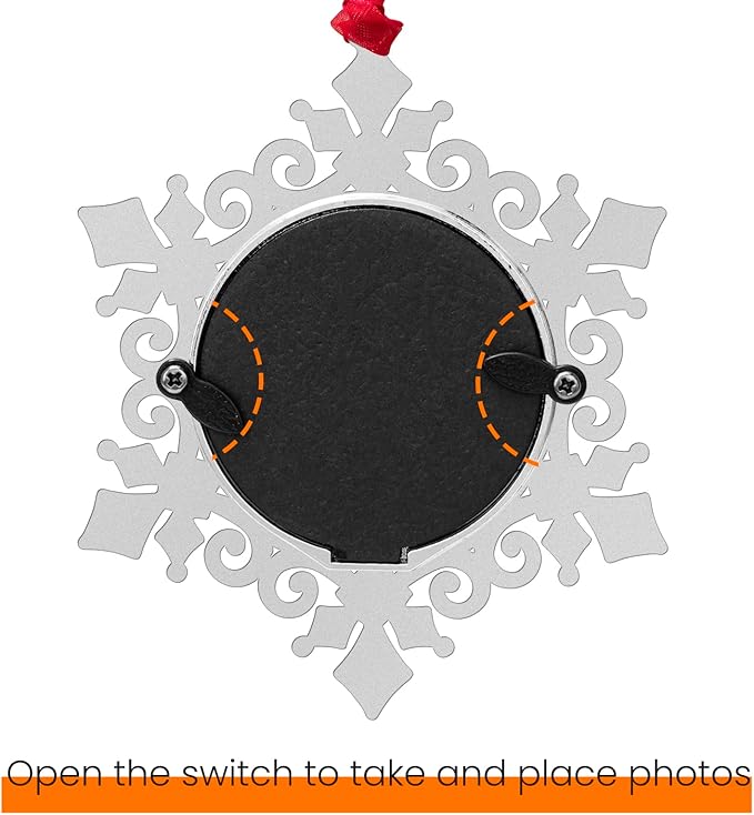 West style Snowflake Picture Frame Ornament Christmas Tree Ornaments Set 3 Pieces-Metallic Hanging Home Deco Hanging Pendant Holiday Keepsake Gift (Red, 3 Pieces)