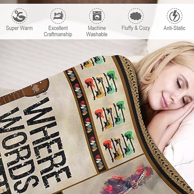 Guitar Blanket Guitar Gifts for Boys Men Music Throw Blanket for Kids Adults Soft Warm Cozy Fleece Blanket for Couch Sofa Bed 60"x80"