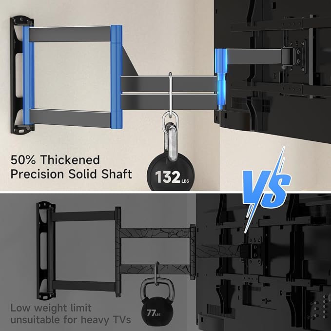 Suptek 40" Full Motion TV Mount for 32-82" TVs, 132 lbs max, VESA 600x400mm. Swivel, tilt & Corner fit. Heavy Duty for LED/OLED/QLED. Model MA1078L