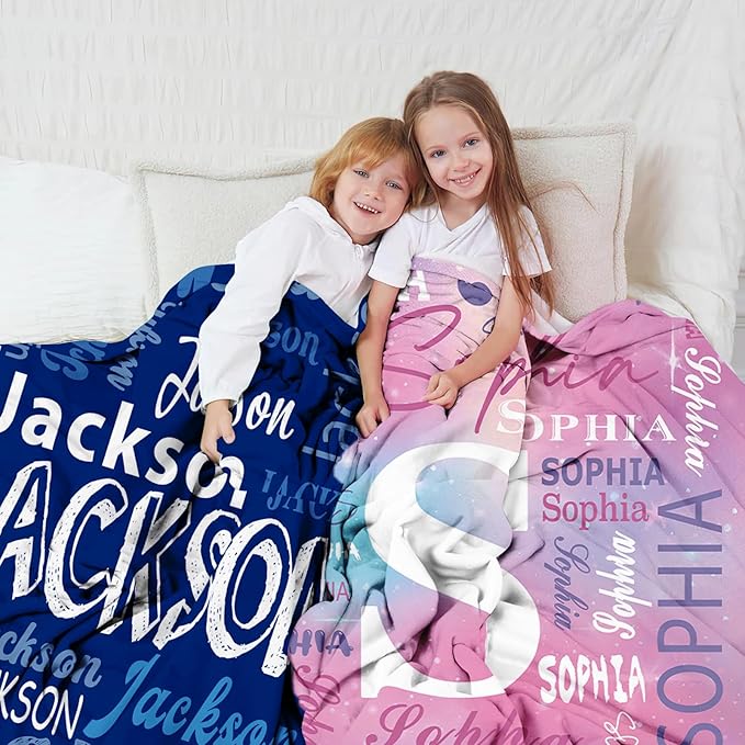 Ships Next Day, Personalized Blanket for Teen Boys Girls, Custom Blanket with Name Customized Flannel Throw Christmas Birthday Blanket Gifts for Kids or Adult