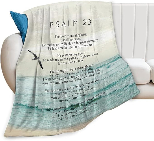Tijuboni Psalm 23 Throw Blanket Christian Religious Gifts for Women Men Girls Boys Kids Adults Soft Flannel Fleece Blanket for Couch Sofa Bed Home Decor 50"x60"