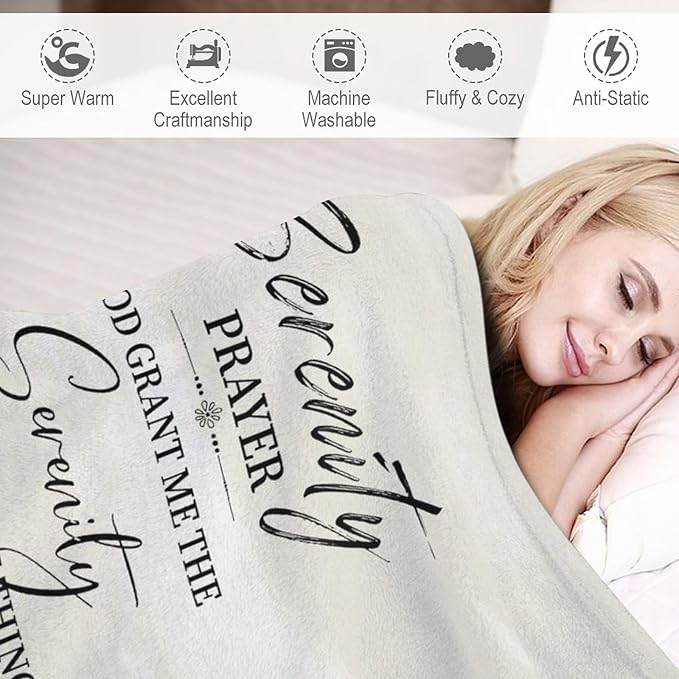 Serenity Prayer Christian Throw Blanket - Soft, Warm & Cozy Fleece for Couch, Sofa & Bed - 40"x50"