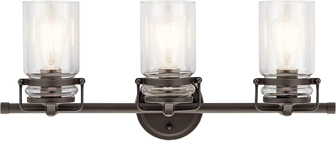 KICHLER Brinley 24" 3 Light Vanity Light with Clear Glass in Olde Bronze®