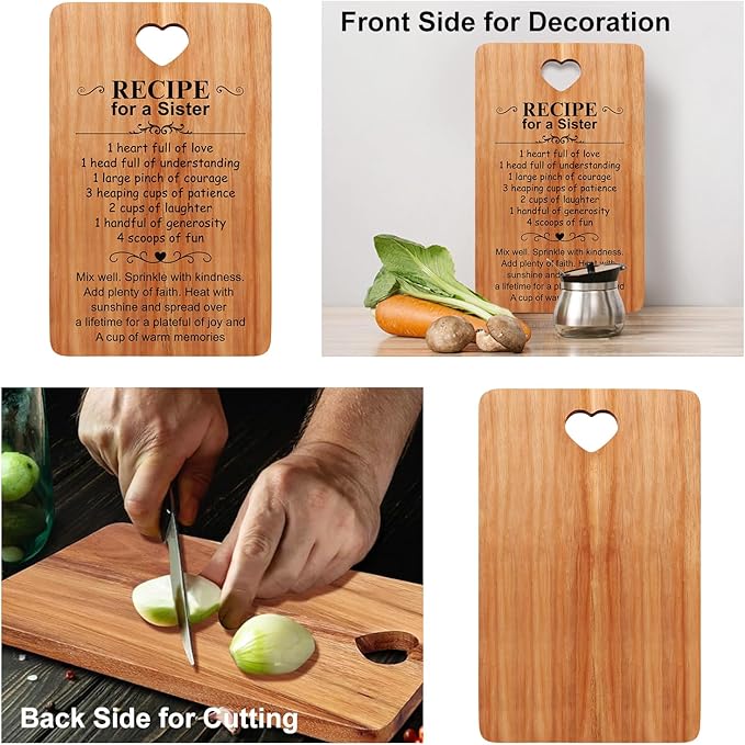 Birthday Gifts for Sister Wooden Charcuterie Boards Unique Christmas Decor Kitchen Gifts for Sister Mothers Day Wedding Gift for Soul Sisters Cutting Board BFF Gifts Xmas Presents