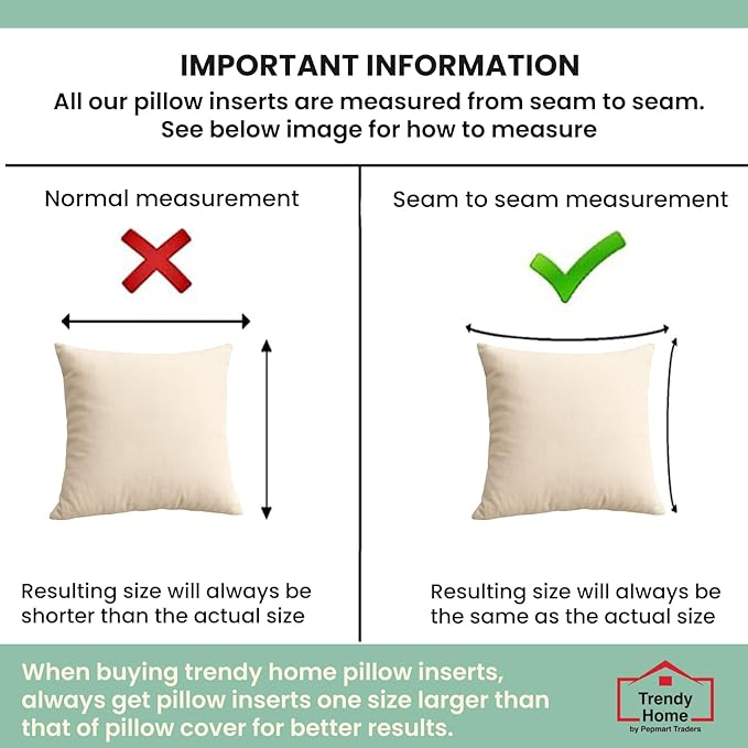 Trendy Home 16x16 100% Natural Cotton Throw Pillow Insert(Set of 2), Bed and Couch Pillows Stuffer Hypoallergenic, Decorative Home Outdoor Sofa Pillow Filler (Cotton, 2 Pack)