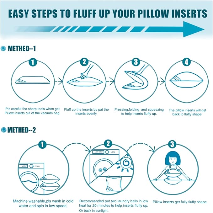 Siluvia Decorative 12x20 Pillow Inserts Set of 2 - Square Throw Pillows with 100% Cotton Cover for Sofa, Couch, and Bed - White