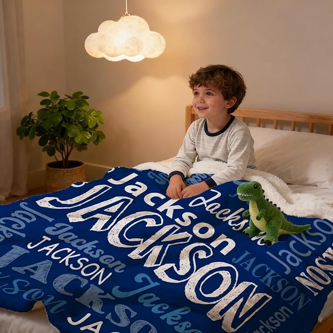 Ships Next Day, Personalized Blanket for Teen Boys Girls, Custom Blanket with Name Customized Flannel Throw Christmas Birthday Blanket Gifts for Kids or Adult