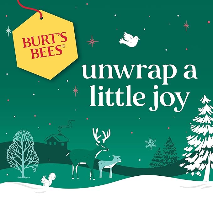 Burt’s Bees Christmas Gifts, Mask Bundle Stocking Stuffers Gift Set; Moisturizing Lip Mask, Ultra Conditioning Lip Balm, Refreshing Sheet Mask, Calming Sheet Mask; Festive Packaging; 1 Gift Set