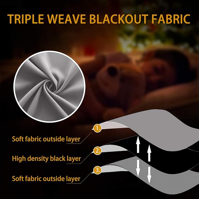 72 Inch Length Grey Curtains for Room,2 Panels Set 6FT 6 FT Grommet Double Sided Blocking Thermal Insulated Blackout Room Darkening Garage Window Coverings for Bedroom 72 Inches Long,Light Gray