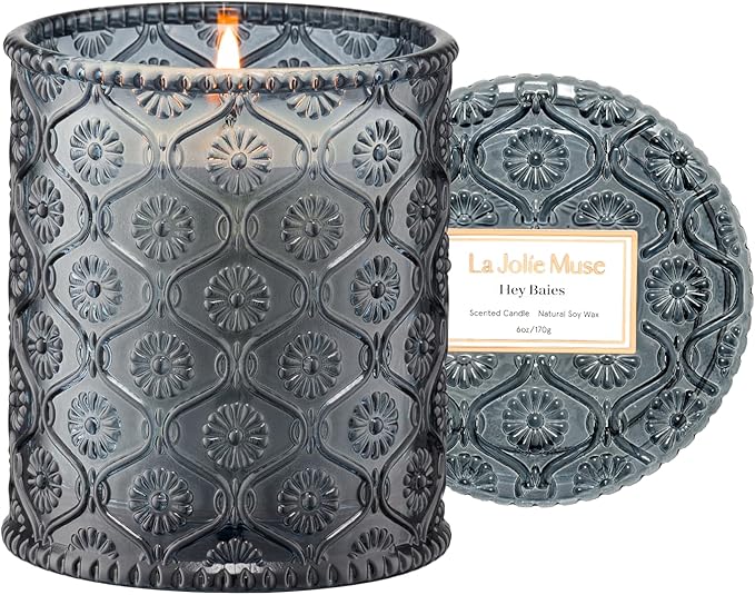 LA JOLIE MUSE Hey Baies Candles - Red Currant, Rose, Oakmoss | 6 oz Natural Soy Wax | 40 Hours Clean Burn | Berry Scented Candle | Gift-Ready for Hosts & Gatherings