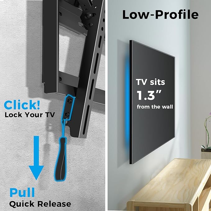 UL Listed Tilting Low Profile TV Wall Mount - Holds Most 26-60 Inch TVs Up to 99 lbs, Quick Release Lock, Max VESA 400x400mm, Fits 8''-16'' Studs - by USX STAR