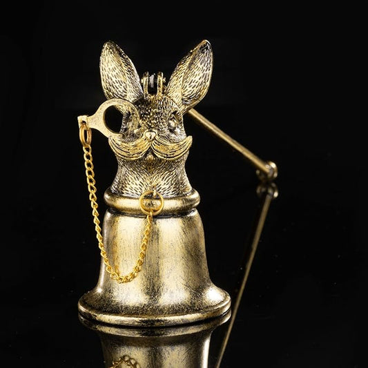 Antique Rabbit Candle Snuffer - Vintage Gunmetal Finish with Spectacle Chain, Flame Extinguisher Tool & Home Decor Gift for Candle Lovers (8cm x 19cm)