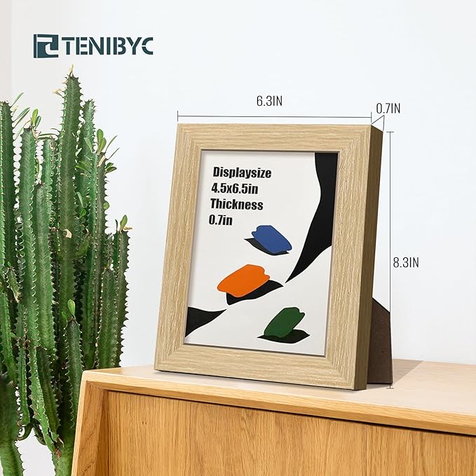 5x7 Picture Frame Set of 3 - Light Wood, Natural Oak Wood Photo Frame with HD Tempered Glass, Tabletop Display