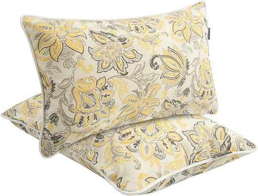 Waterproof Outdoor Lumbar Pillow Covers Set of 2,Home Decor for Garden Patio Furniture,Couch,Sofa 12"x20" Inch Decorative Pillows Cover Only,NO Insert(Yellow Flower)