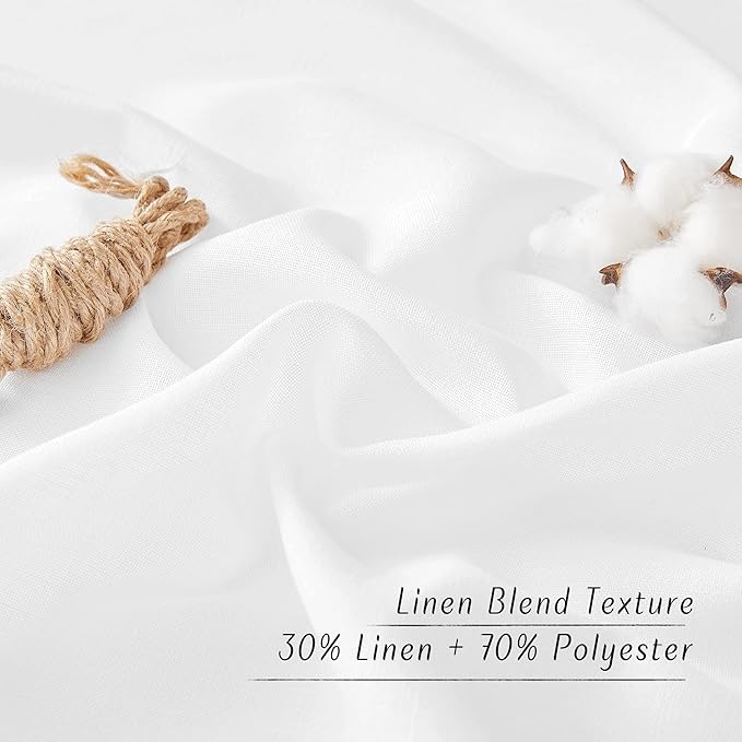 NICETOWN Linen White Curtains for Sliding Glass Door 2 Panels Set, Grommet Thick Room Divider Window Treatment Privacy Assured with Light Filtering for Bedroom/Living Room, W68 x L84