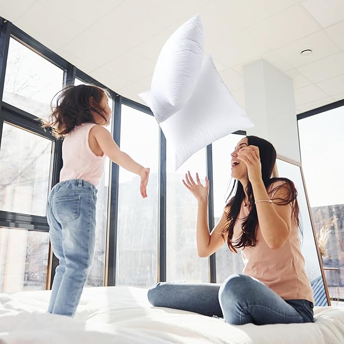 Artscope Synthetic Down Pillow Insert, 26x26 Down Alternative Throw Pillow Insert. Ultra Soft Fluffy Sleeping Pillow with 100% Cotton Cover, Decorative Pillows-White.