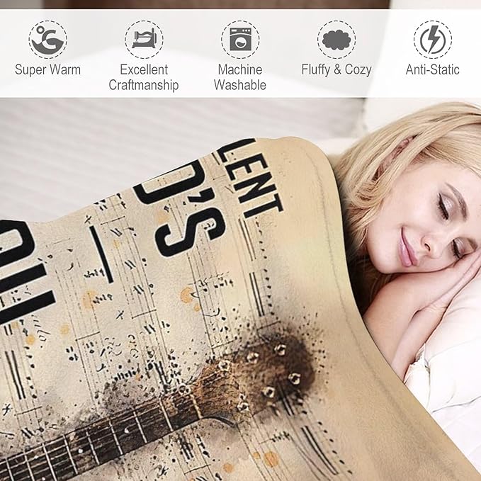 Guitar Music Blanket Guitar Gifts for Girls Women Men Music Throw Blanket Guitar Blanket for Kids Adults Soft Warm Cozy Fleece Blanket for Couch Sofa Bed 50"x60"