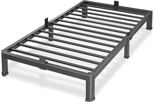 10 Inch Twin Size Metal Platform Bed Frame with Round Corners, Storage Space Under High Bed Frame-Heavy Duty Steel Slats Support, Noise Free - Easy Assembly - No Box Spring Needed