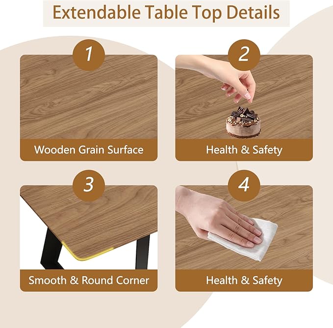 ZckyCine 51"-67" Expandable Modern Dining Table | Rectangular Wood Extendable Design | Space-Saving Multifunctional Kitchen & Home Furniture for Small Spaces, Family Dining Rooms