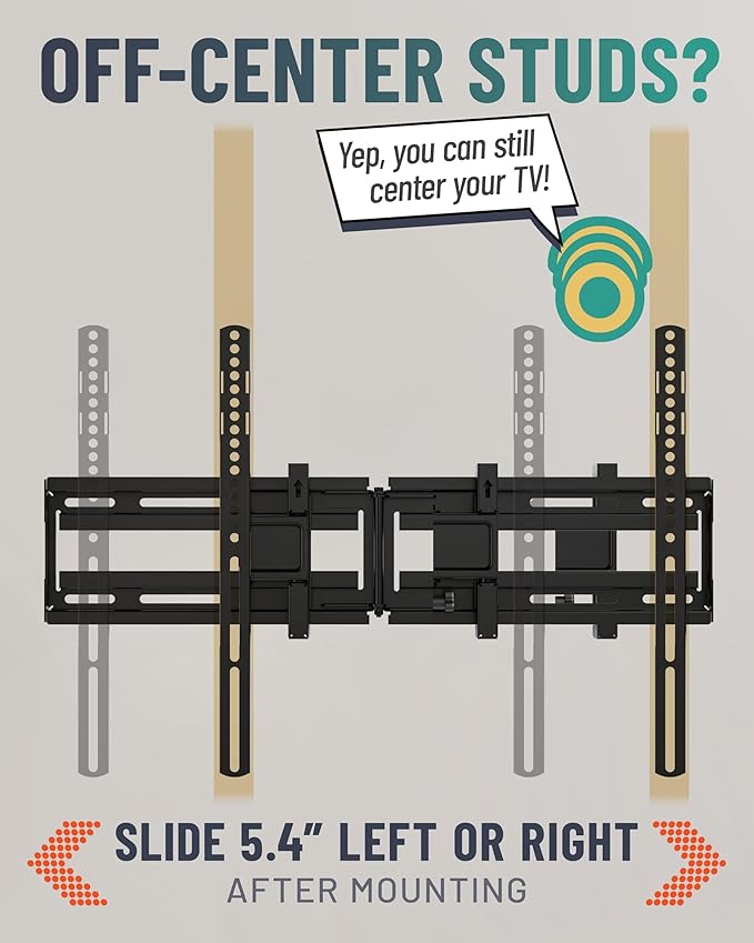 ECHOGEAR Extendable Tilting TV Wall Mount for 32 to 90" Screens up to 110lbs - Reduce Glare w/ 5.2" Extension for 12 deg Tilt - Universal TV Mount w/ 3-Step Install & Included Hardware – UL Listed