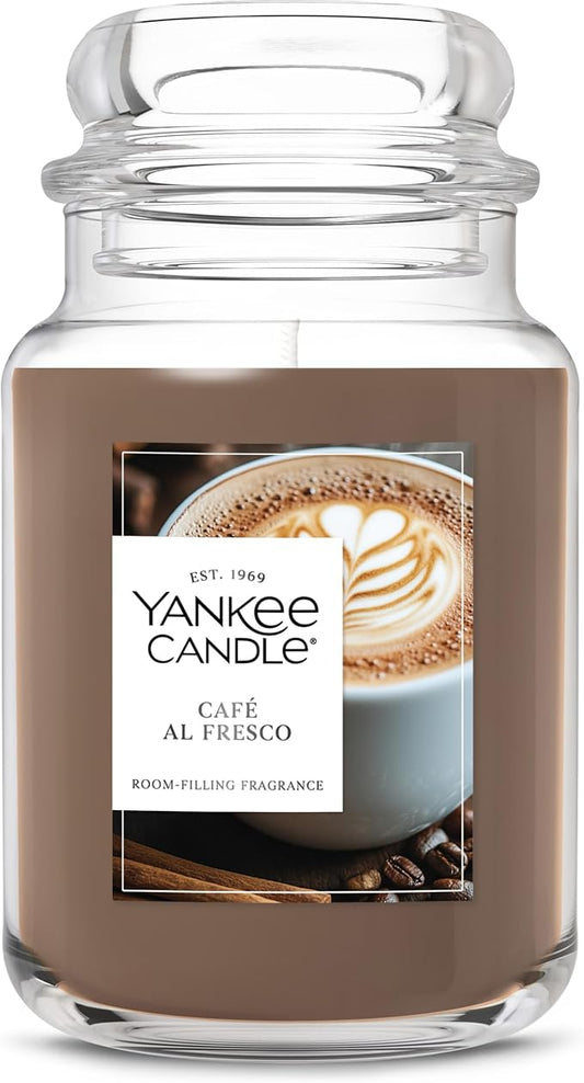Yankee Candle Café Al Fresco, Scented Candle, 22oz Large Jar with up to 150 Hour Burn Time, Giftable