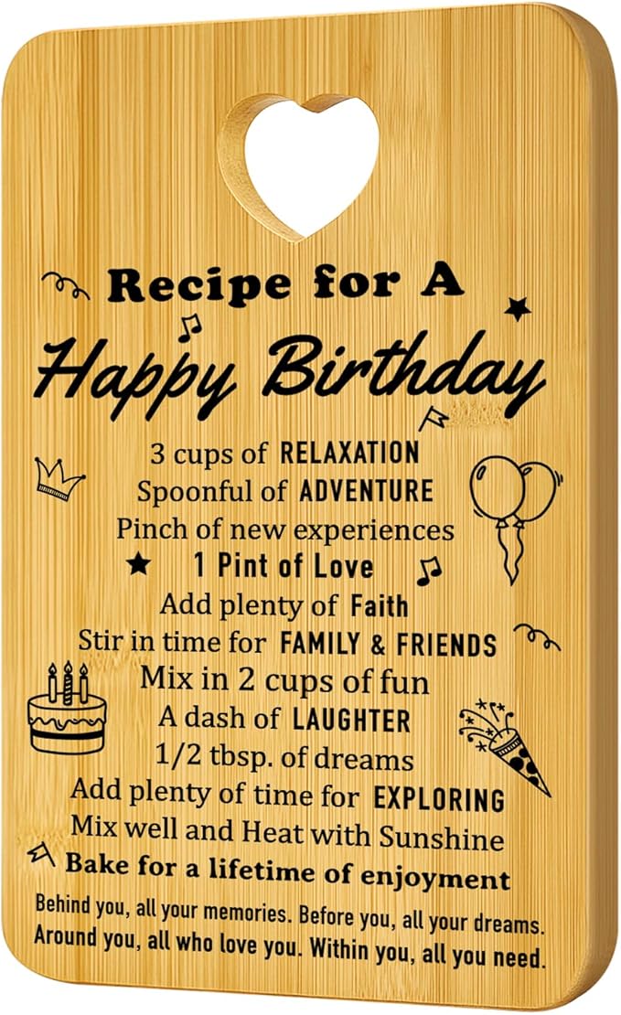 Unique Birthday Gift Decorative Bamboo Cutting Board Decor Kitchen Gifts for Friend Sister Kitchen Wood Gift Christmas Cheese Serving Boards Xmas Presents