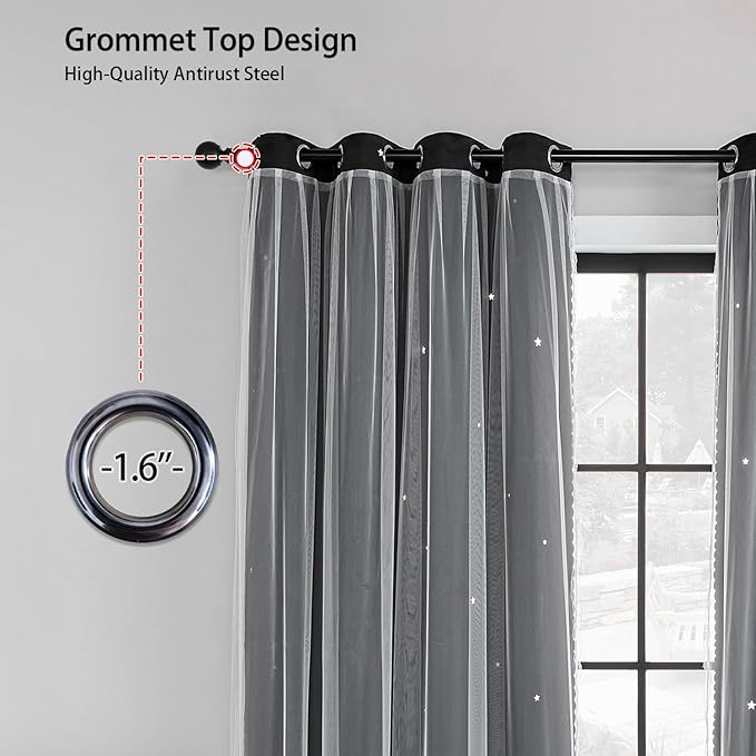 XiDi Grommet Blackout Curtains for Bedroom & Living Room, 84"L x 34"W, Unicorn Pattern, Girls & Kids Room Decor