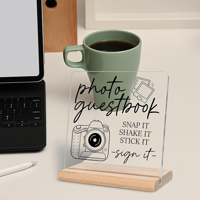 Wedding Photo Guestbook Acrylic Plaque Sign, Wedding Guest Book Desk Decor, Appreciation Gifts, Birthdays Gifts, Christmas Gift for, Cameraman, Friends, Family, Colleagues