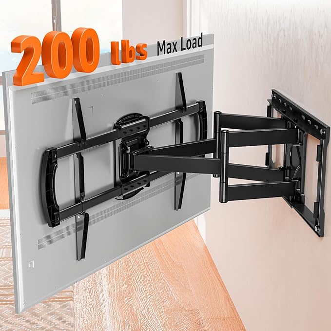 ELIVED Heavy Duty TV Wall Mount for Most 42"-90" TV Up to 200 LBS, Max VESA 800x400mm, Pre-Assembled Wall Mount Bracket, Full Motion Swivel tv Mount Fits 24"/18"/16" Wood Studs, YD3028