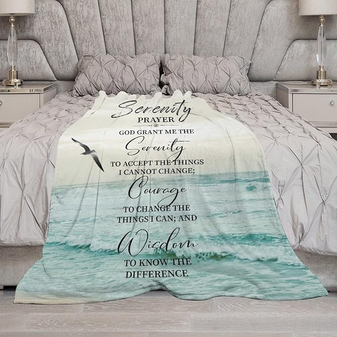 Serenity Prayer Christian Throw Blanket - Soft, Warm & Cozy Fleece for Couch, Sofa & Bed - 40"x50"