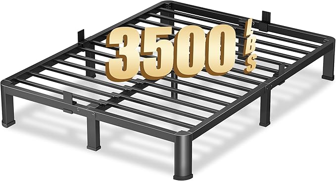 10 Inch King Heavy Duty 3500 lbs Bed Frame with Round-Corner Legs & Anti-Squeak Design – Quick Assembly Metal Platform, No Box Spring Needed