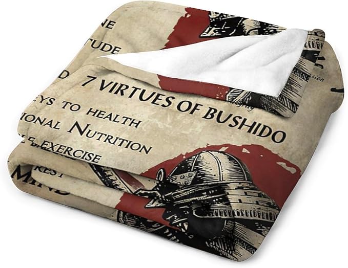 Samurai Warrior Blanket Japanese Samurai Throw Blanket Samurai Gifts for Boys Men Warrior Blanket for Kids Adults Soft Warm Cozy Fleece Blanket for Couch Sofa Bed 50"x60"